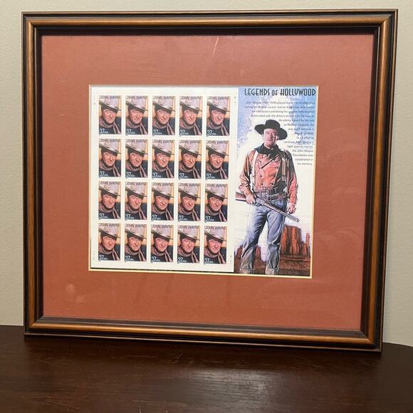JOHN WAYNE Legends of Hollywood Framed 37 Cent Stamps 13.5” X 12” - Picture 1 of 4